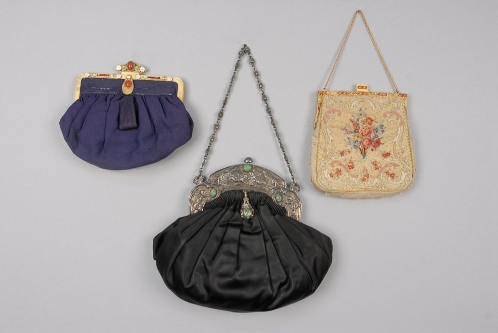 THREE PURSES with FANCY FRAME, EARLY - MID 20th C. One (1 of 2)