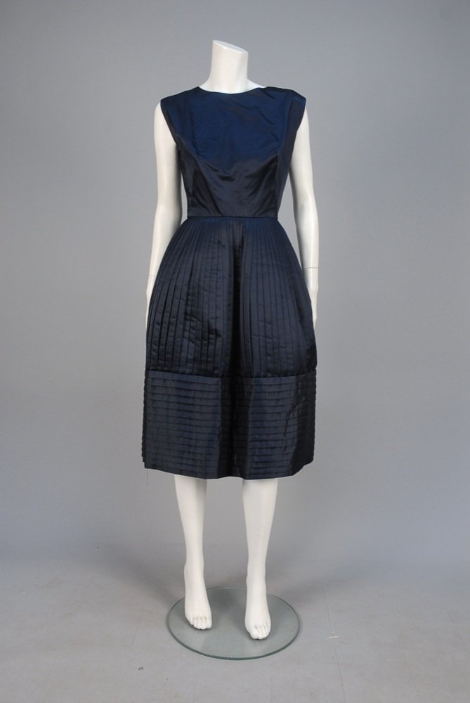 PAUL WHITNEY SILK COCKTAIL DRESS, MID 20th C. (1 of 3)