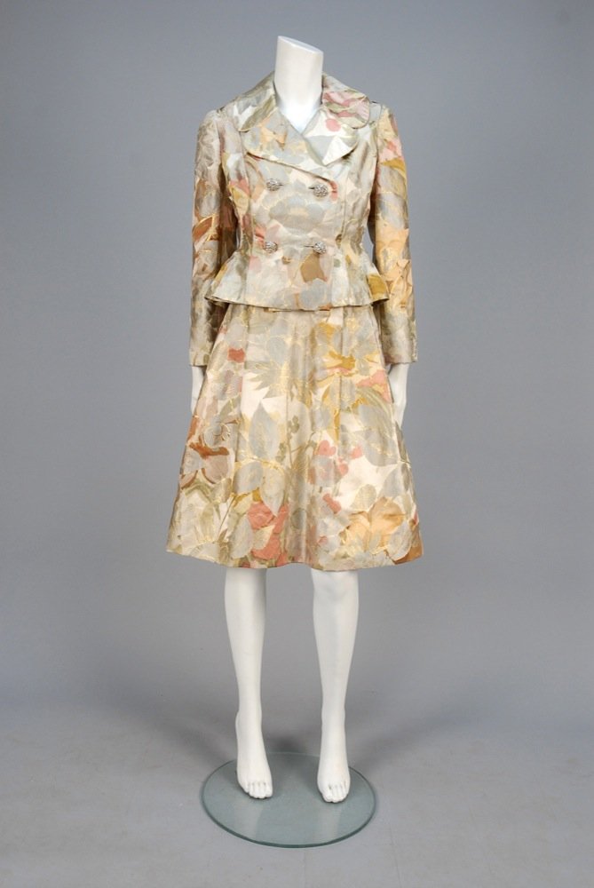 BURKE-AMEY METALLIC BROCADE COCKTAIL ENSEMBLE, 1960s. (1 of 5)