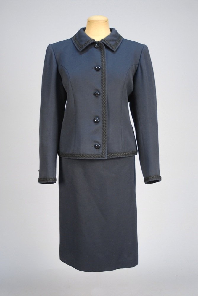 SAINT LAURENT RIVE GAUCHE WOOL SKIRT SUIT, 1980s. (1 of 4)