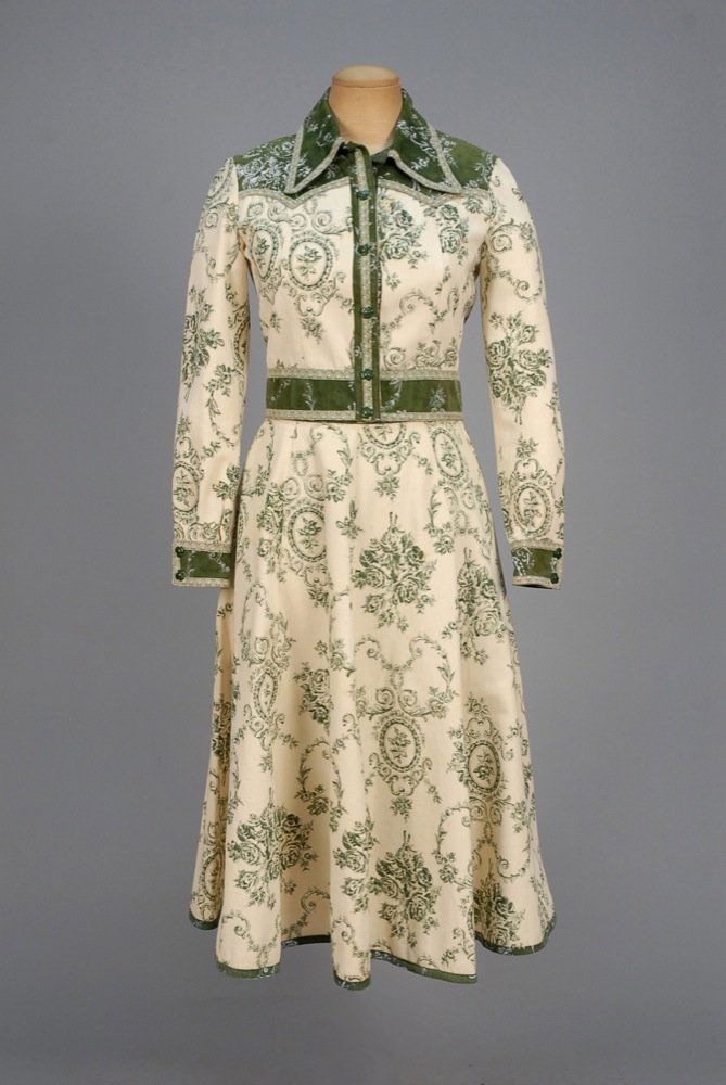 ROBERTO CAVALLI PRINTED DENIM and SUEDE SKIRT SUIT. (1 of 5)