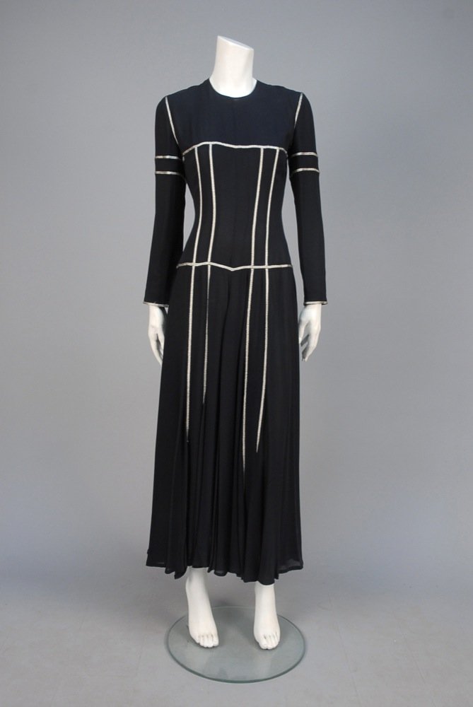 ARMANI CHIFFON EVENING DRESS with SILK BANDS. Long (1 of 3)