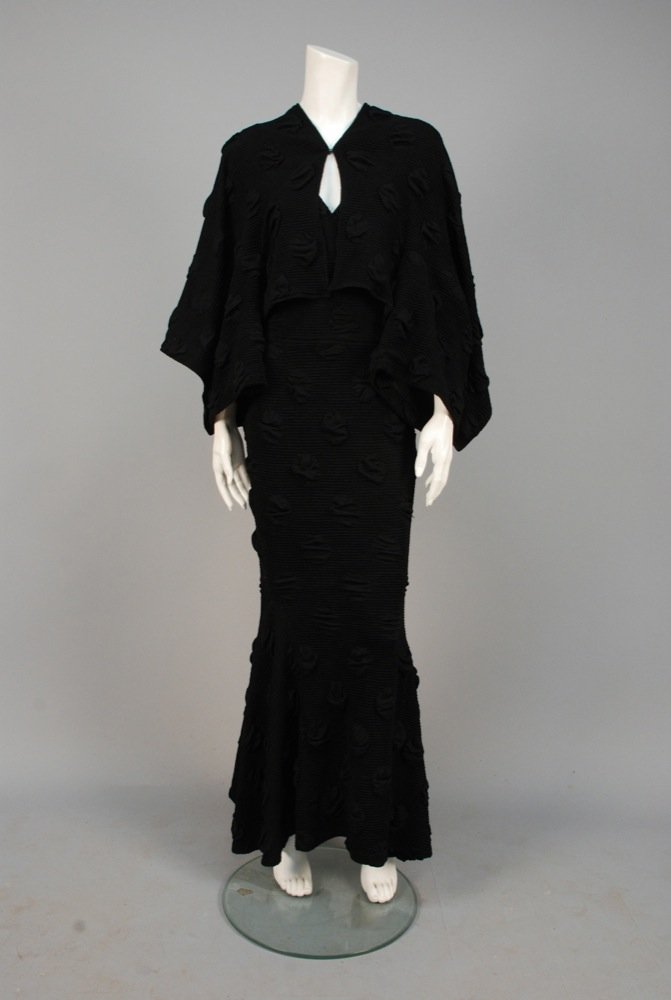 RARE AKEMI SONE MERMAID GOWN and WRAP. Black matelasse (1 of 4)