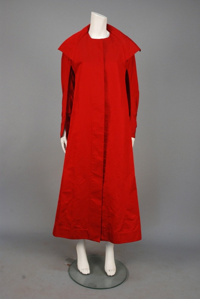 ISABEL TOLEDO SILK COAT and PANTS ENSEMBLE.  Cardinal (1 of 4)