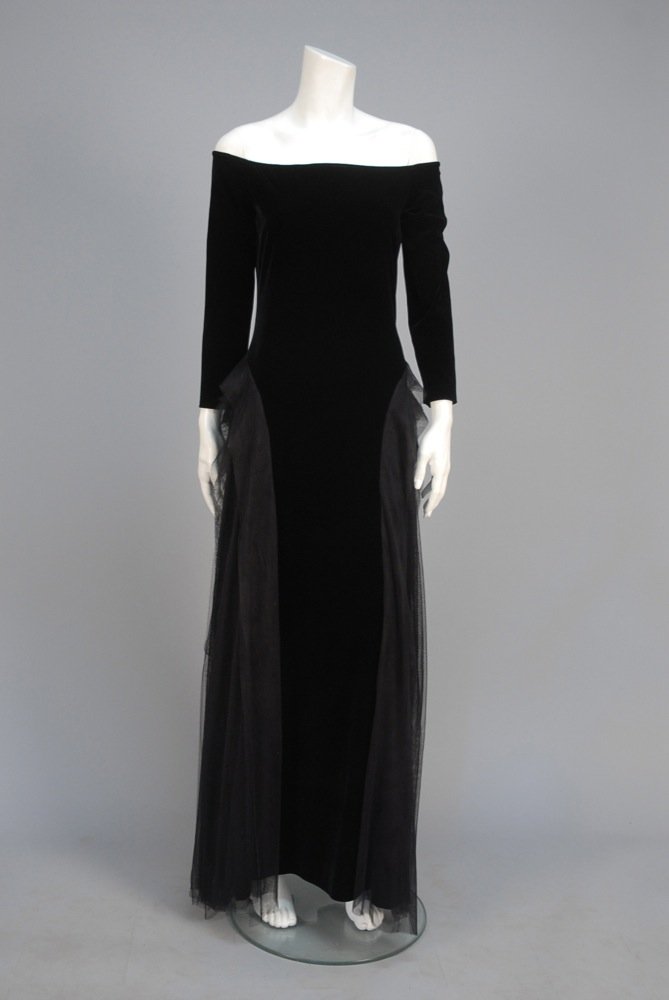 JEAN PAUL GAULTIER VELVET and TULLE GOWN, 1990s. Black (1 of 3)