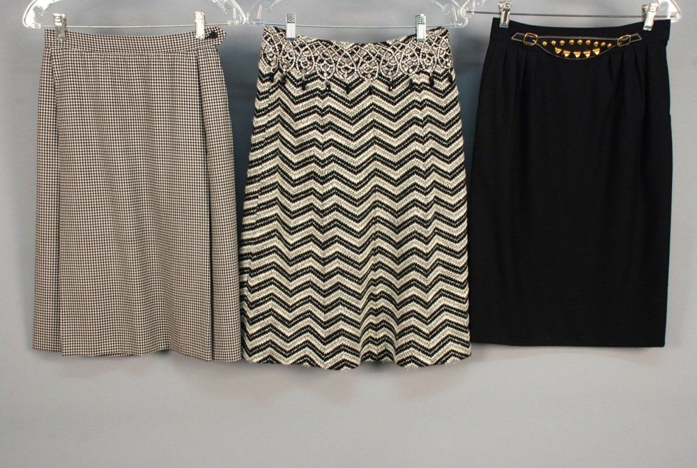 CHANEL, HERMES and YSL SKIRTS. Chanel wool blend woven (1 of 5)