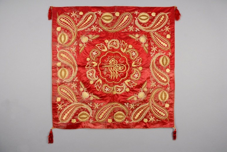 MIDDLE EASTERN METALLIC EMBROIDERED TABLE COVER, EARLY (1 of 4)