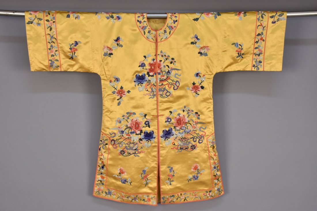 CHINESE SILK EMBROIDERED VEST, SURCOAT and TROUSERS, (1 of 5)