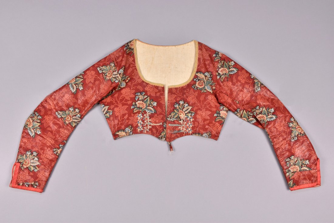 AUSTRIAN PRINTED COTTON SPENCER, EARLY 19th C. (1 of 3)