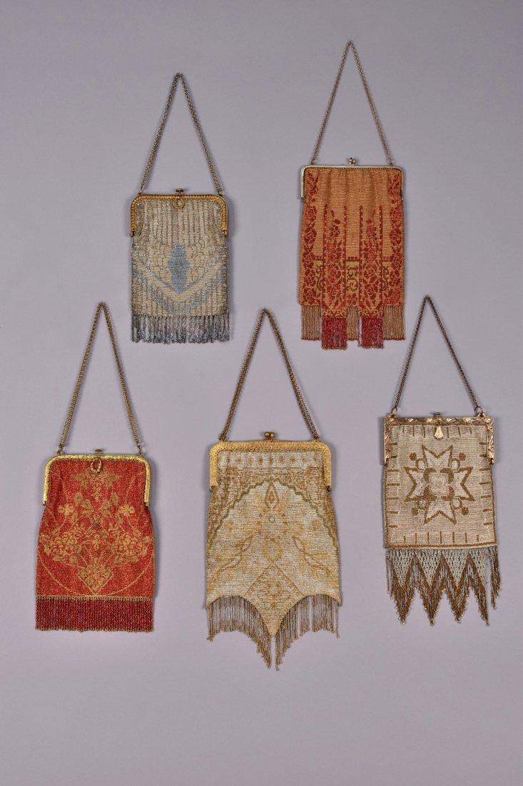 FIVE MICRO STEEL BEADED BAGS, EARLY 20th C. (1 of 5)