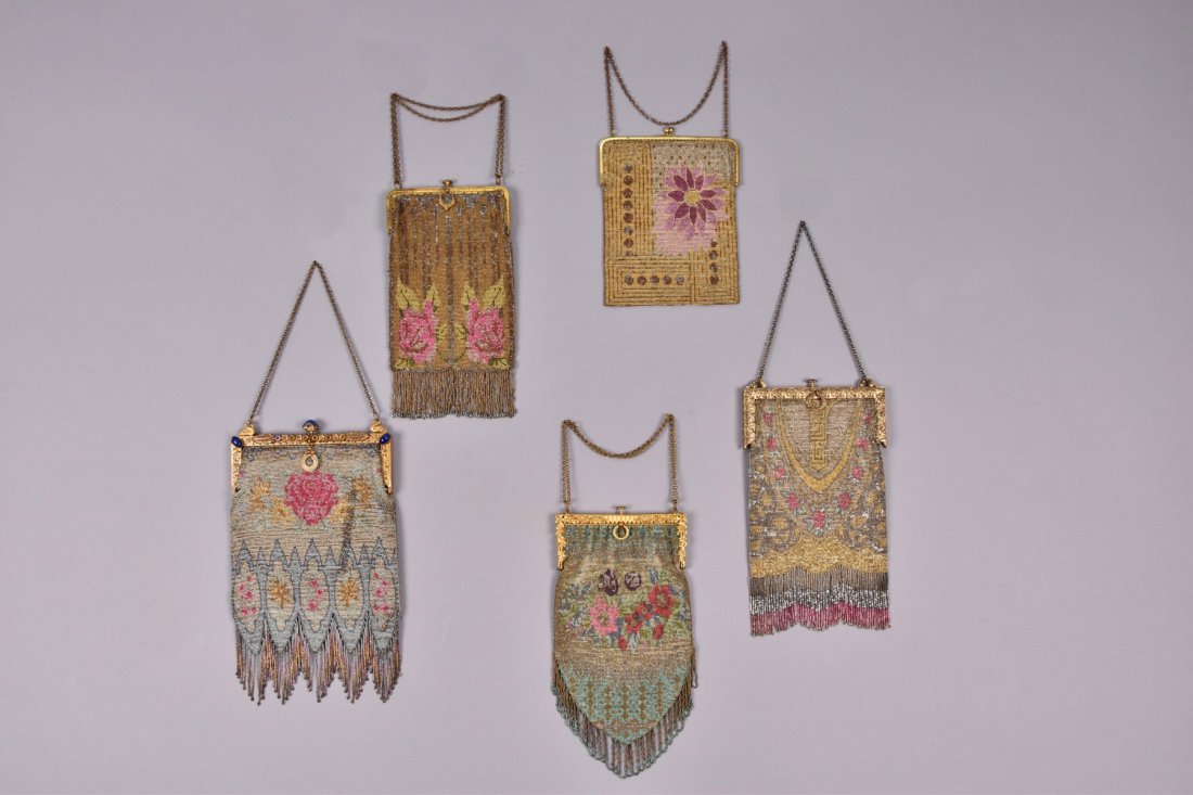 FIVE MICRO STEEL BEADED PURSES, EARLY 20th C. (1 of 5)
