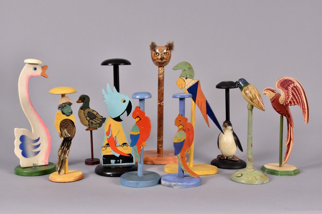 LOT of FIGURAL HAT STANDS, 1920s - 1930s. (1 of 1)