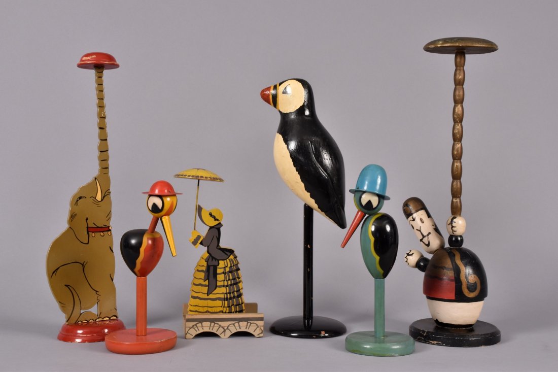 LOT of FIGURAL HAT STANDS, 1920s - 1930s. (1 of 1)