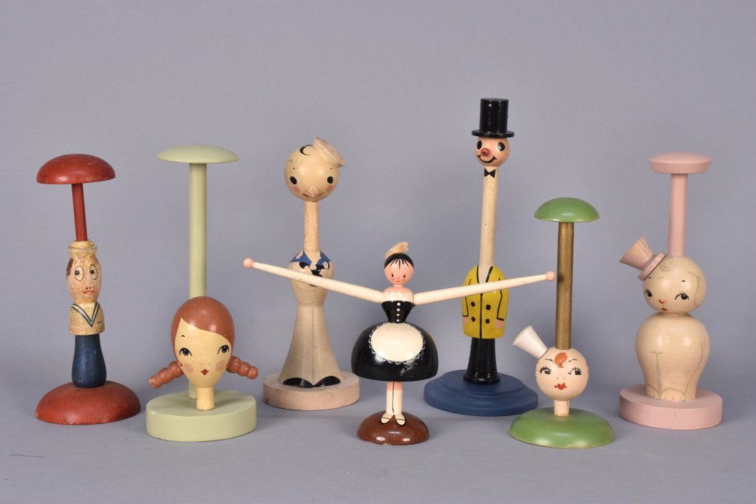 LOT of FIGURAL HAT STANDS, 1920s - 1930s (1 of 1)