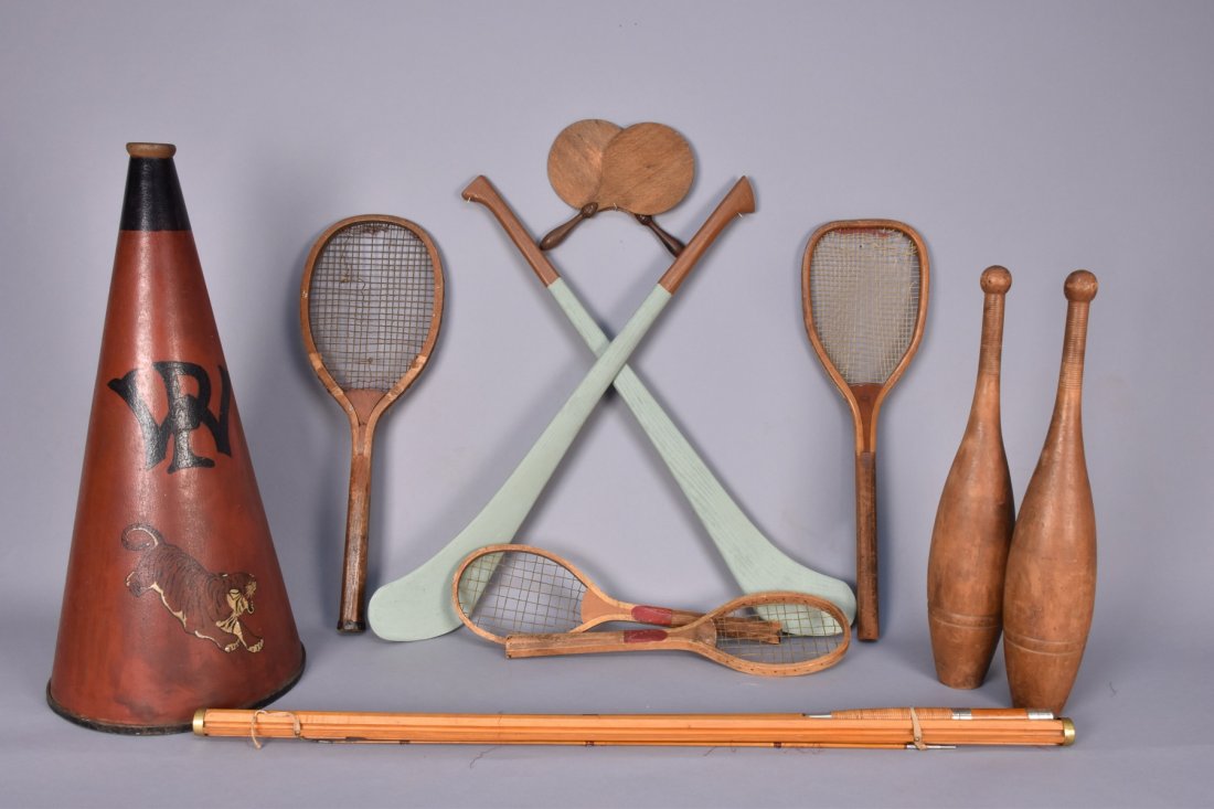 LOT OF VINTAGE ATHLETIC EQUIPMENT, 19th and EARLY 20th (1 of 1)