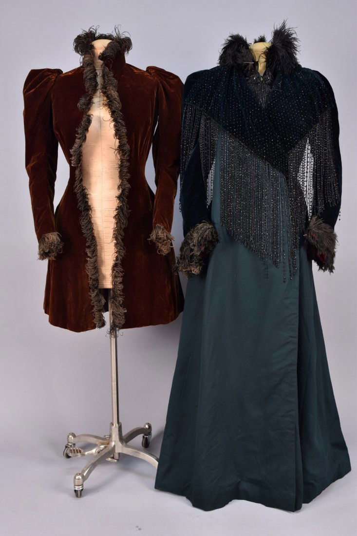 OSTRICH FEATHER TRIMMED COAT and JACKET, 1891 - 1892. (1 of 7)