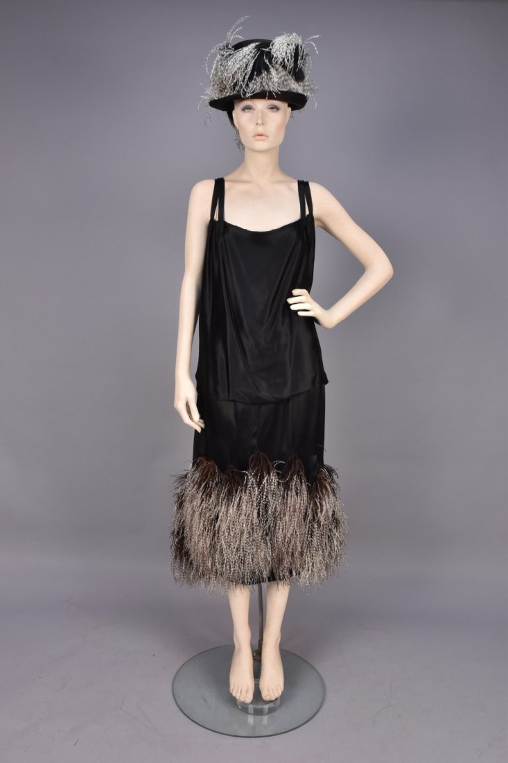 WORTH FEATHER TRIMMED DRESS with FRENCH HAT, 1924 - (1 of 4)