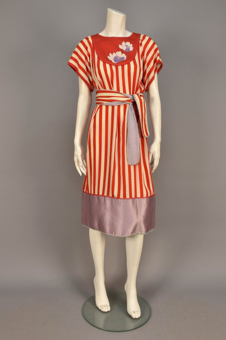 GEOFFREY BEENE QUILTED SILK DRESS, 1970s. (1 of 3)