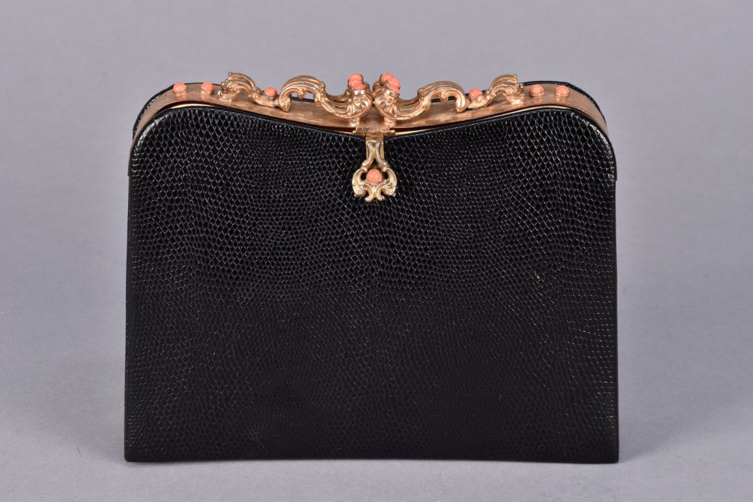 ARTECRAFT REPTILE CLUTCH with FANCY FRAME, MID 20th C. (1 of 4)