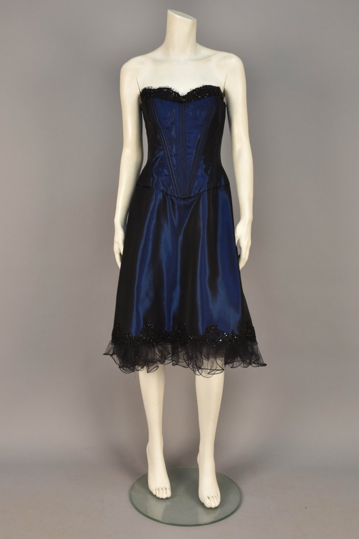 VICKY TEAL CHANGEABLE SILK PARTY DRESS, 1980s. (1 of 3)