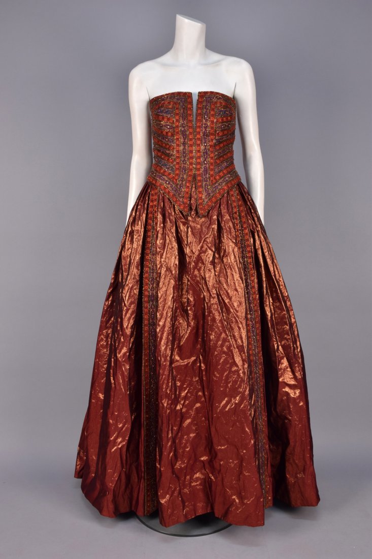 BOB MACKIE BEADED STRAPLESS BALLGOWN, 1980s. (1 of 5)