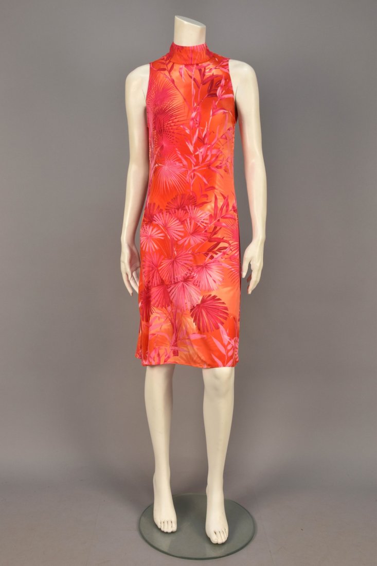 VERSACE TROPICAL PRINT SILK JERSEY DRESS, 2000. (1 of 3)