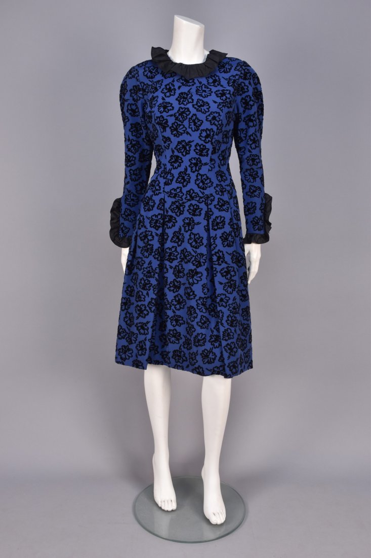 GUY LAROCHE FLOCKED VELVETEEN DRESS. (1 of 3)
