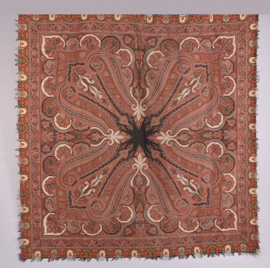 WOOL PAISLEY SHAWL, 19th - EARLY 20th C. (1 of 3)