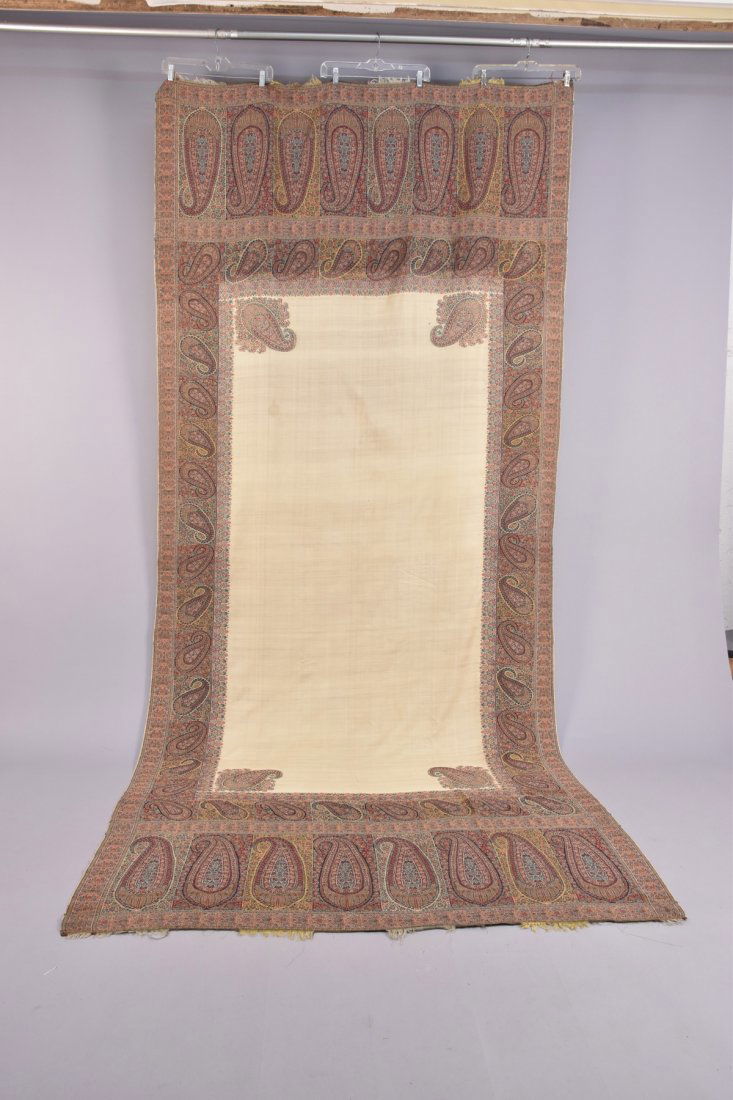 SILK and WOOL PAISLEY SHAWL, 19th C (1 of 4)