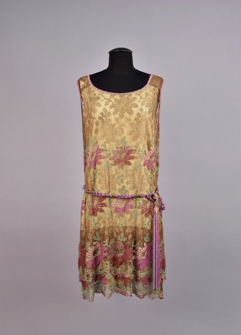 FRENCH BEADED METALLIC LACE DRESS, 1920s (1 of 4)