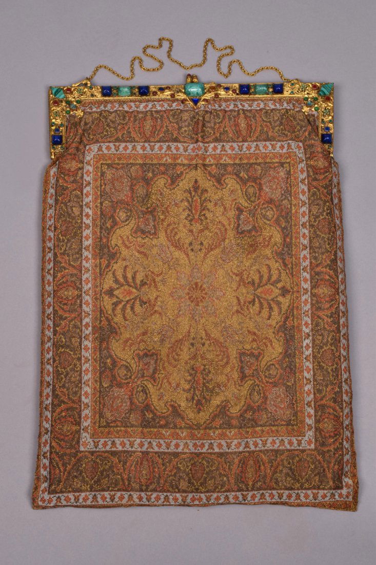 MONUMENTAL FRENCH MUSEUM QUALITY BEADED BAG, EARLY 20th (1 of 4)
