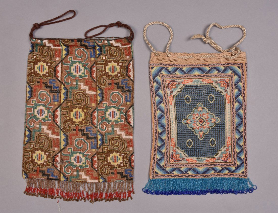 LARGE and OVERSIZED MICRO-BEADED BAGS, EARLY 20th C. (1 of 4)