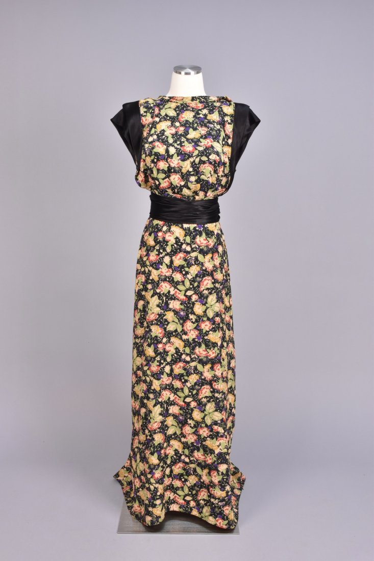 FLORAL PRINTED SILK GOWN, 1940s (1 of 3)