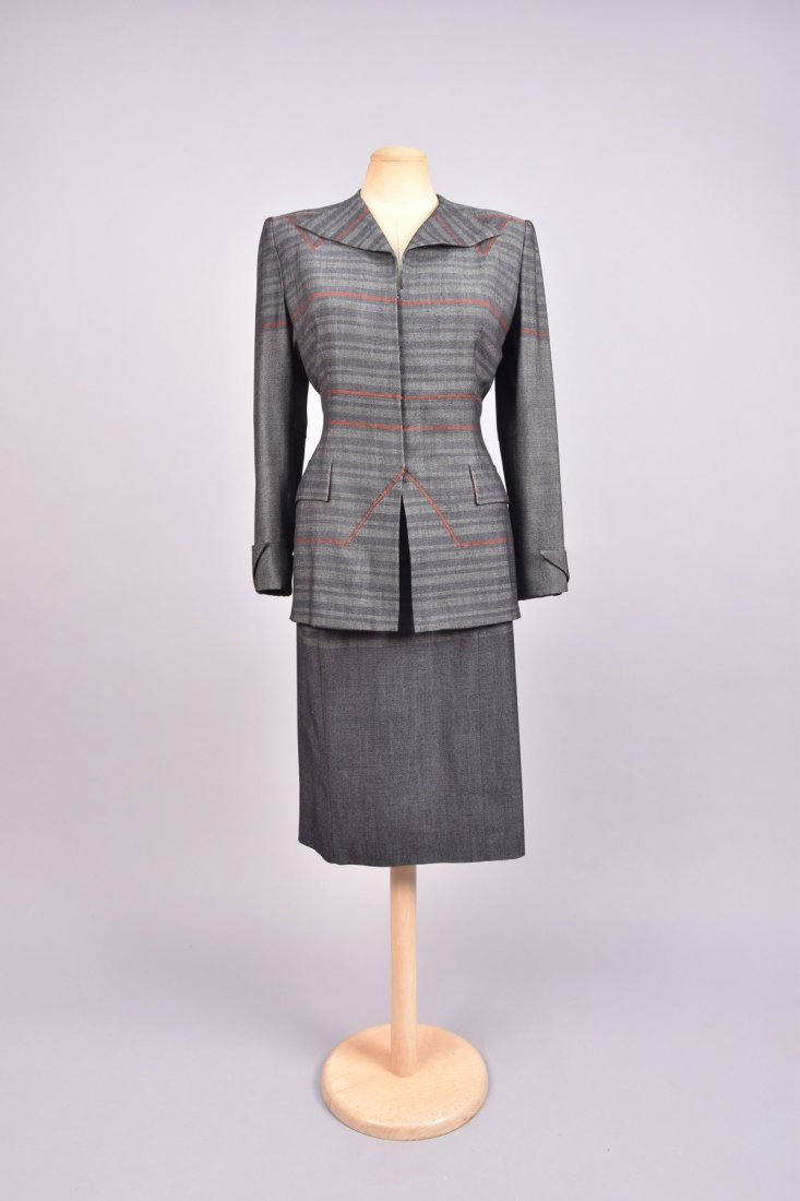 ADRIAN / PAULA STOUT FABRIC SKIRT SUIT, 1946 - 1949. (1 of 6)