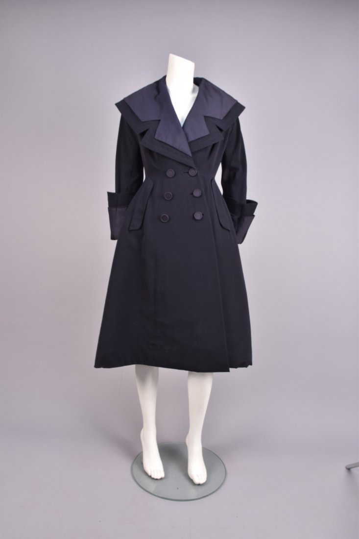 UNLABELED NEW LOOK RIBBED WOOL and SILK COAT, 1950s. (1 of 4)