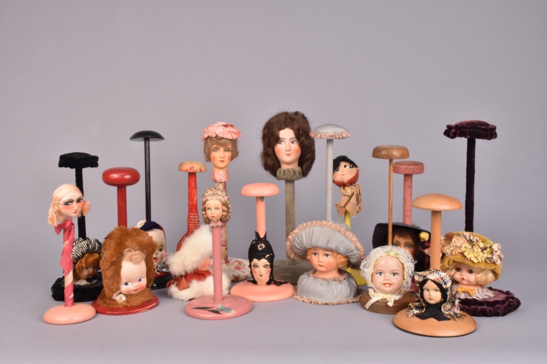 FIFTEEN FIGURAL HAT STANDS, c. 1930 (1 of 1)