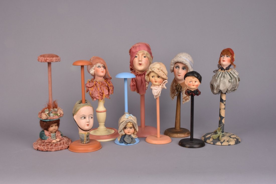 NINE COMPOSITION HAT STANDS, c. 1930 (1 of 1)