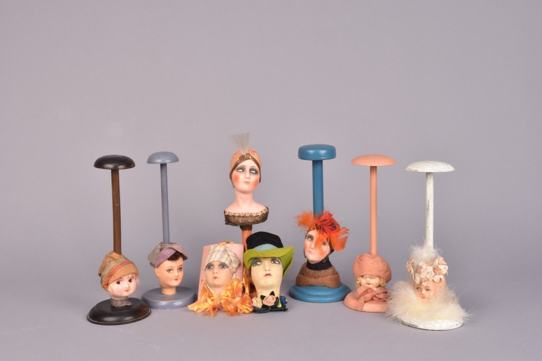 SIX GERMAN COMPOSITION HAT STANDS, c. 1930 (1 of 1)