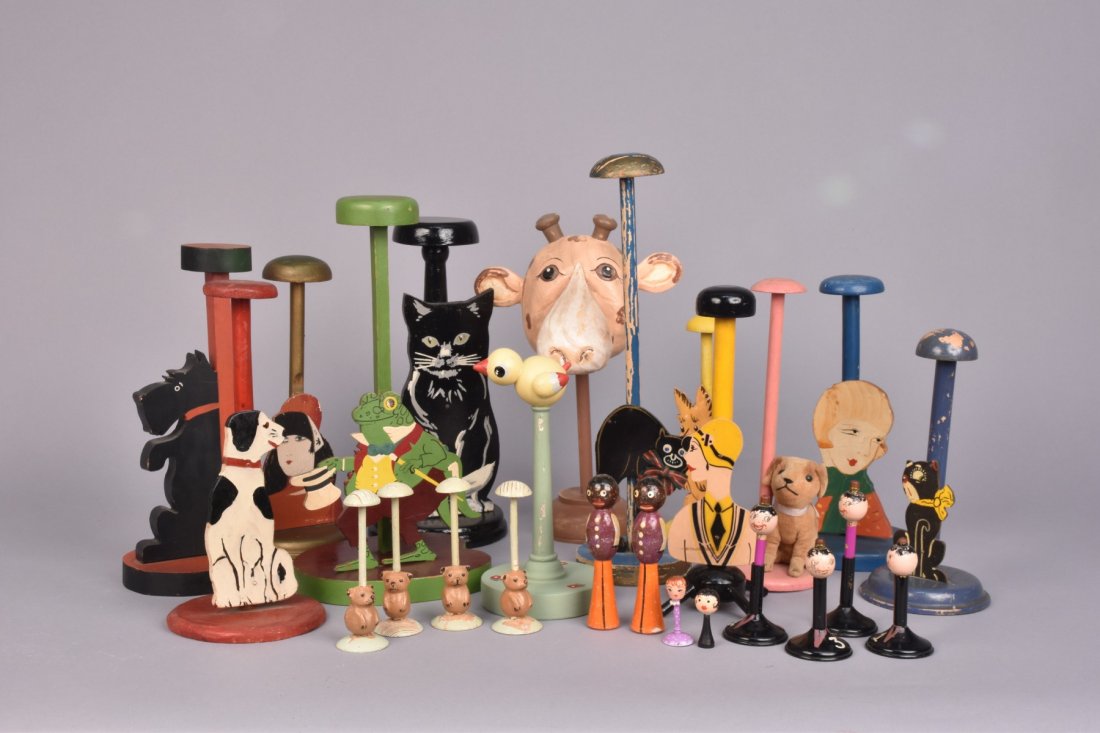 TEN FIGURAL HAT STANDS, c. 1930 (1 of 1)