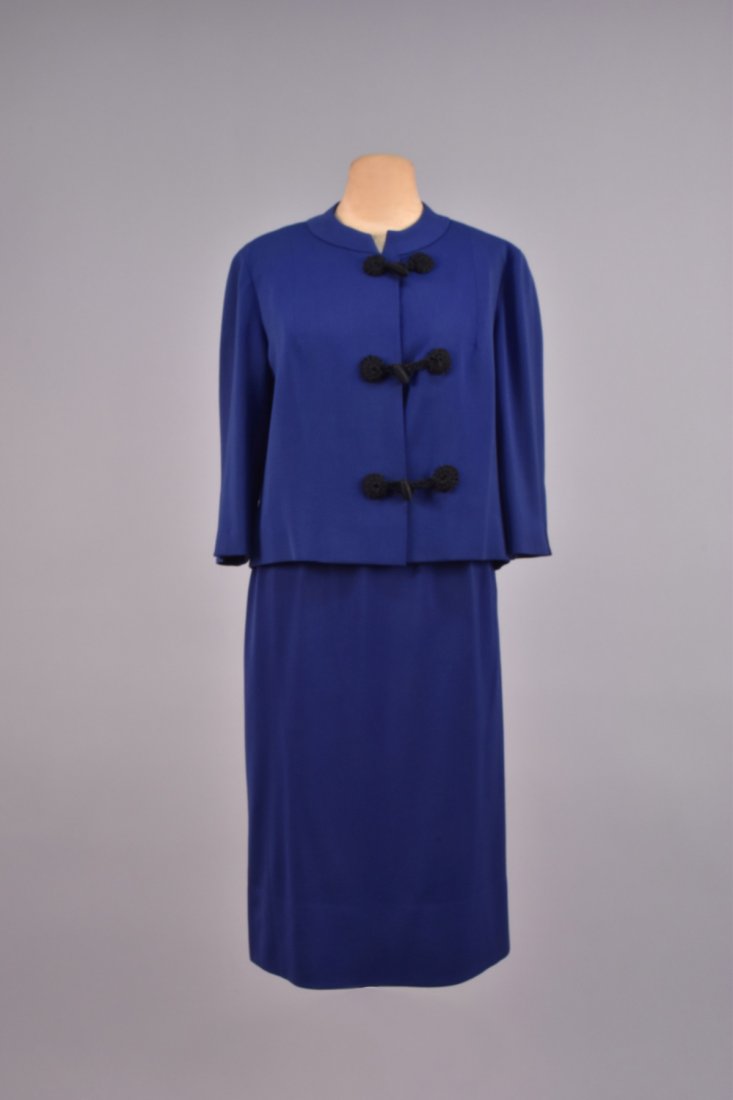 BALMAIN WOOL SKIRT SUIT with FROG CLOSURES, 1950s. (1 of 3)