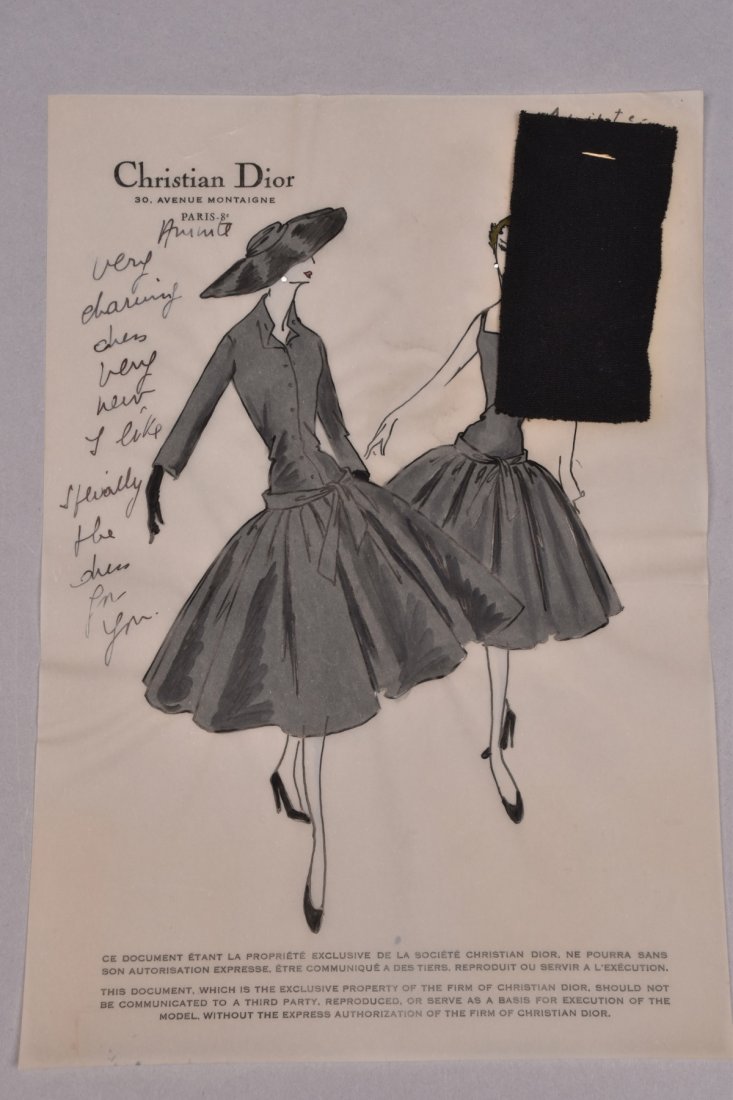 CHRISTIAN DIOR ORIGINAL FASHION ILLUSTRATION, 1954. (1 of 1)