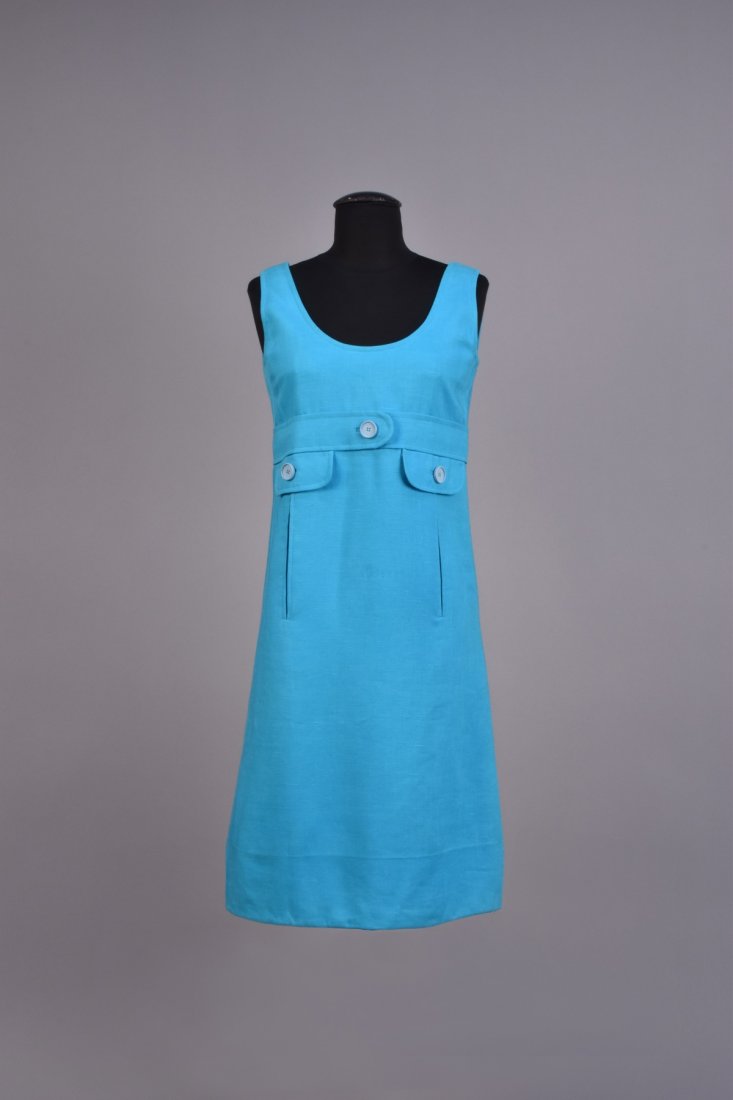 GEOFFREY BEENE LINEN DAY DRESS, 1960s. (1 of 3)