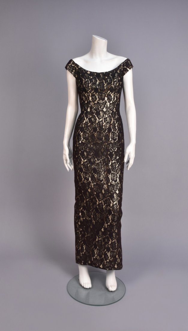 MR. BLACKWELL LACE and LAME EVENING GOWN, 1960s (1 of 5)
