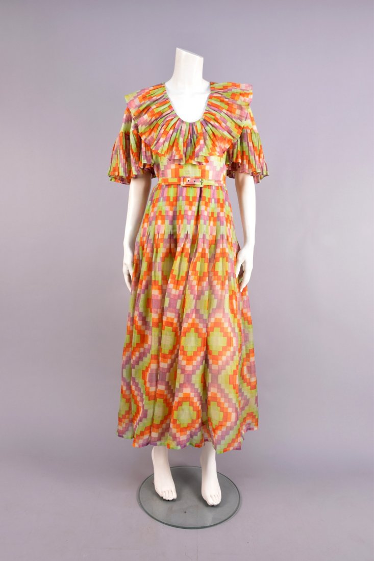 LANVIN PRINTED SILK VOILE MAXI DRESS with RUFFLES, (1 of 4)