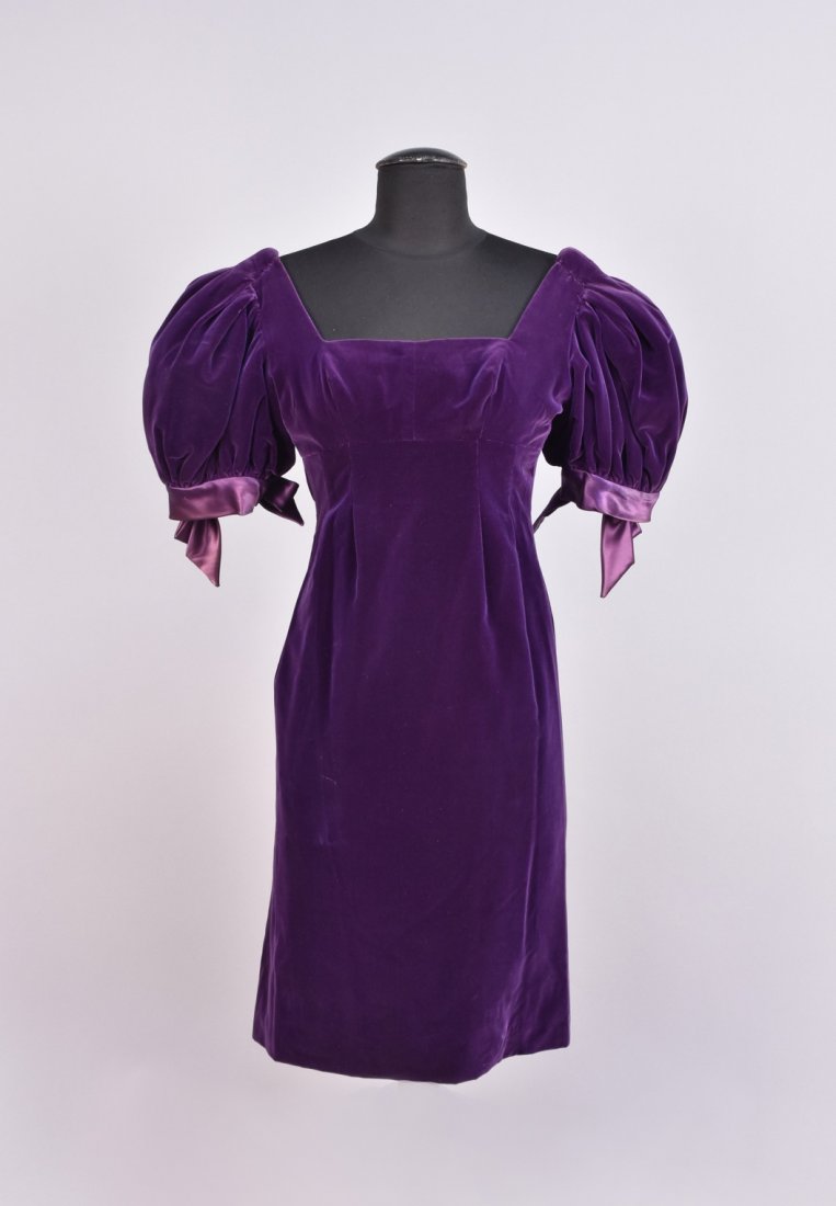 SAINT LAURENT RIVE GAUCHE PURPLE VELVET DRESS (1 of 3)