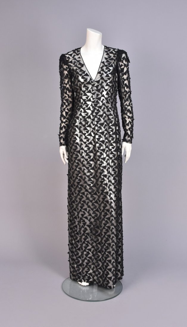 STAVROPOULOS APPLIQUED NET and  METALLIC GOWN, 1980s. (1 of 4)