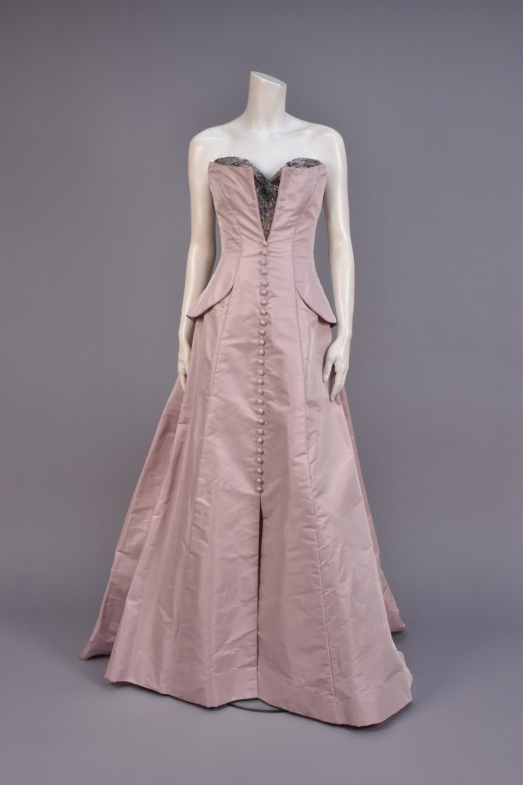 BOB MACKIE STRAPLESS SATIN GOWN. (1 of 4)