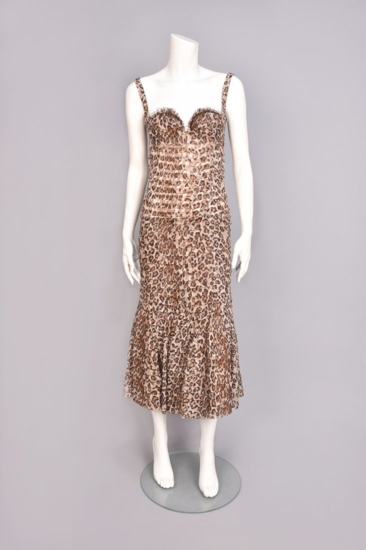 ALEXANDER McQUEEN LEOPARD PRINT BUSTIER DRESS, 2005. (1 of 4)