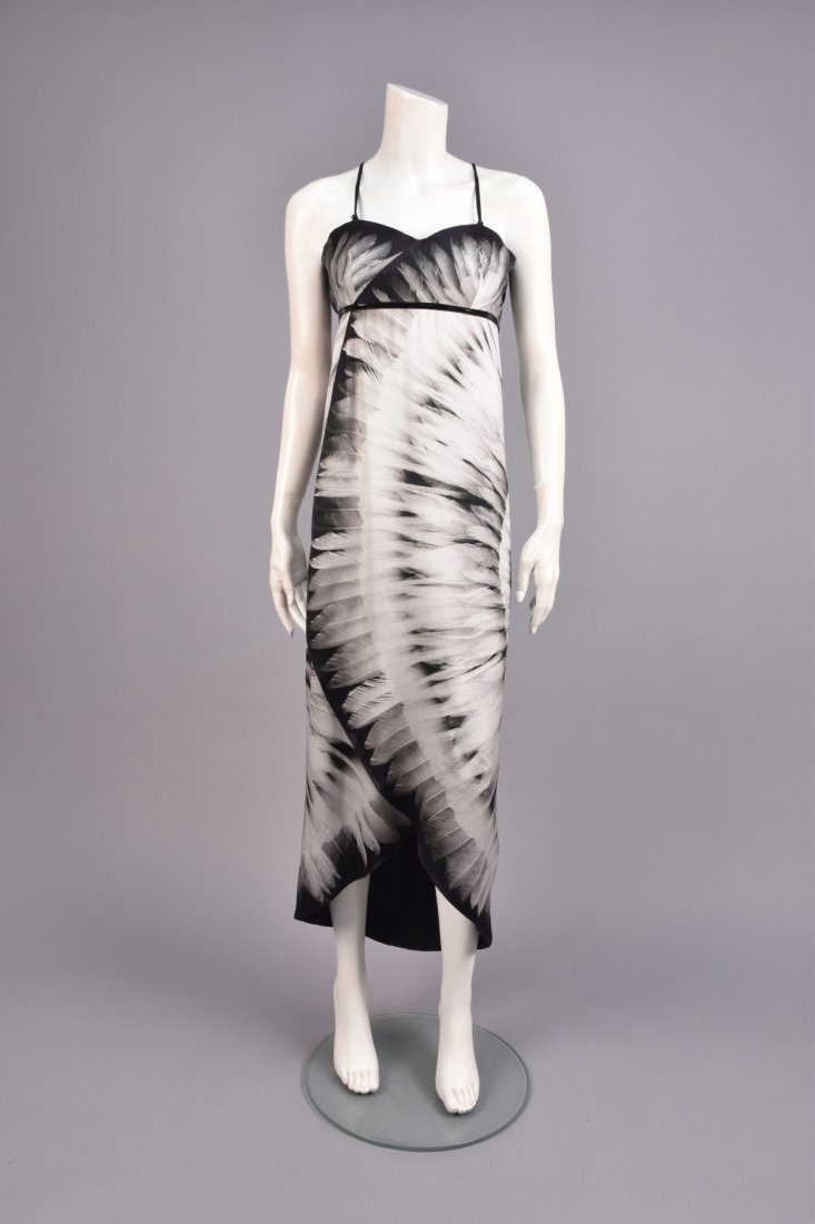 ALEXANDER McQUEEN FEATHER PRINT SILK DRESS, 2007 (1 of 3)