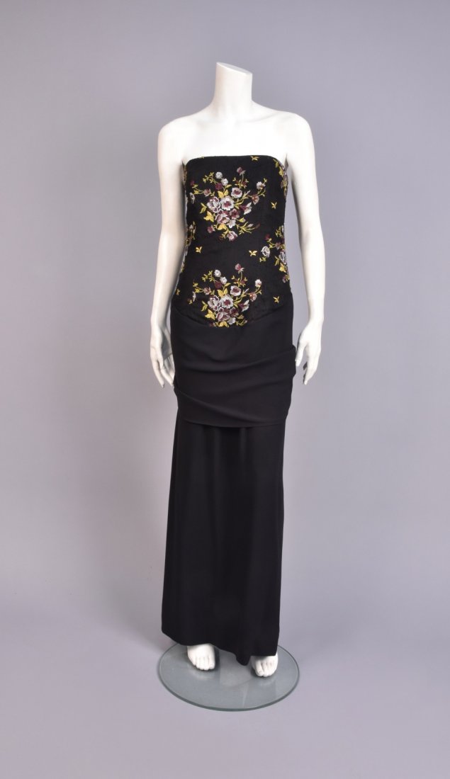 GIVENCHY PARIS STRAPLESS GOWN with EMBROIDERED LACE (1 of 4)